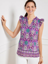 Ruffle Trim Shell - Floret Medallion