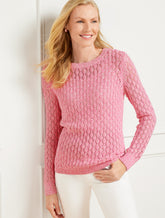 Pointelle Marl Crewneck Sweater