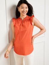 Pleated Poplin Shell