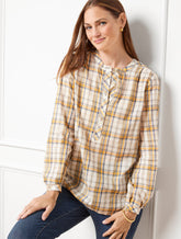 Band Collar Popover - Sunny Plaid