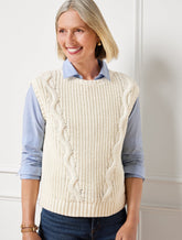 Convertible Cowl-Neck Cable Knit Vest