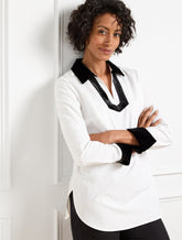 Velvet Trim Poplin Tunic