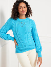Balloon Sleeve Cable Knit Sweater