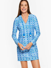 Cabana Life® Crystal Cove Hooded Cover-Up - Crystal Geo