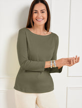 Solid Bateau Neck Tee Pima Cotton