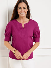 Elbow Sleeve Poplin Popover