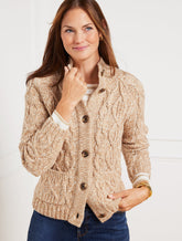 Marl Cable Knit Mockneck Cardigan