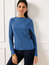 Button Sleeve Funnel Neck Tee