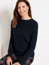 Pointelle Round Yoke Sweater