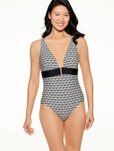 Aqua Club V-Neck One-Piece Swimsuit - Fiji Shell