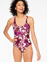 Aqua Club Scoop Neck One-Piece Swimsuit - Bali Blooms