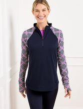 Performance Interlock Half-Zip Pullover - Diamond Grid