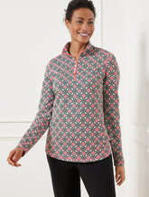 Modal French Terry Half-Zip Pullover - High Tide Tile