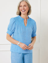 Linen Smocked Top