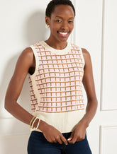 Textured Stitch Sweater Shell - Plaid