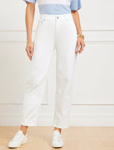Relaxed Tapered Barrel Leg Jeans - White