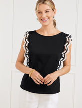 Lace Trim Bateau Neck Top