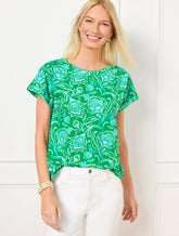 Smocked Shoulder Crewneck Tee - Jacobean Fantasia