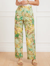 Wide Leg Washed Linen Pants - Dynamic Floral