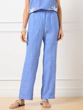 Wide Leg Washed Linen Pants - Cross-Dyed