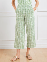 Wide Crop Washed Linen Pants - Pretty Medallion