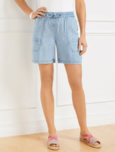 Flowy Tie Waist Pull-On Shorts - Angela Wash