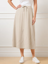 Lightweight Woven Stretch Midi Skirt - Laser Cut