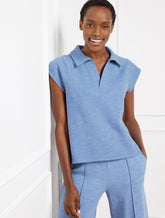 AirKnit Stretch Johnny Collar Pullover - Dark Marine