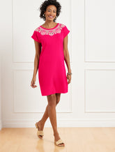 Embroidered Shift Dress