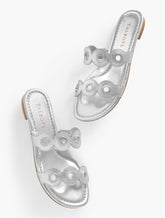 Camy Eyelet Nappa Metallic Slide Sandals
