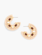 Beaded Raffia Hoop Earrings