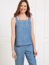 Tie Back Chambray Shell