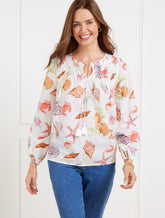 Pintuck Tie Front Top - Underwater World