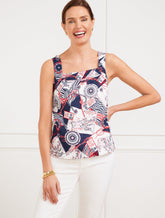 Tie Back Linen Shell - Côte d’Azur