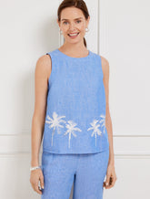 Embellished Palms Linen Cotton Shell