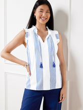 Tie Neck Shell - Bay Stripe