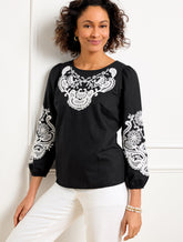 Embroidered Linen Cotton Top