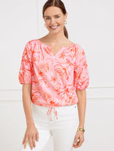 Fresh Poplin Drawcord Hem Top - Jacobean Fantasia