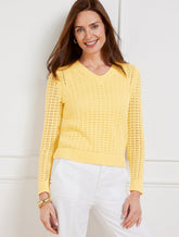 Open Stitch V-Neck Pullover