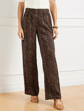 Wide Leg Pull-On Pants - Delicate Leopard