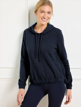 Puckered Jacquard Drawstring Hoodie