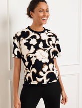 Lightweight Woven Stretch Boxy Tee - Blurred Floral