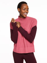 Waffle Knit Mockneck Colorblock Sweater