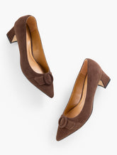 Edith Suede Flare Heel Pumps