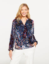 Burnout Velvet Popover - Floral Paisley