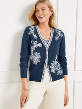 Embroidered V-Neck Cardigan