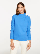 Jewel Button Shoulder Sweatshirt