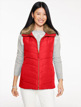 Faux Fur Collar Down Puffer Vest