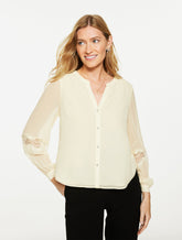 Pleated Lace Trim Top