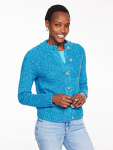 Pointelle Mockneck Cardigan - Marl